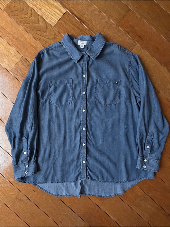 crown & ivy Tops - Crown & Ivy Tencel Chambray Button Down Shirt Blue 1X